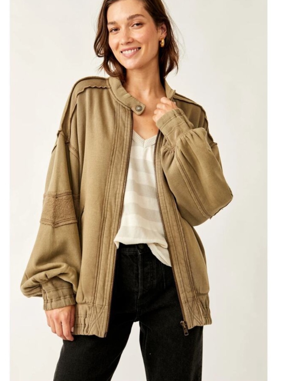 WE THE FREE PEOPE Lou Oversize Fleece Moto Jacket Size Large